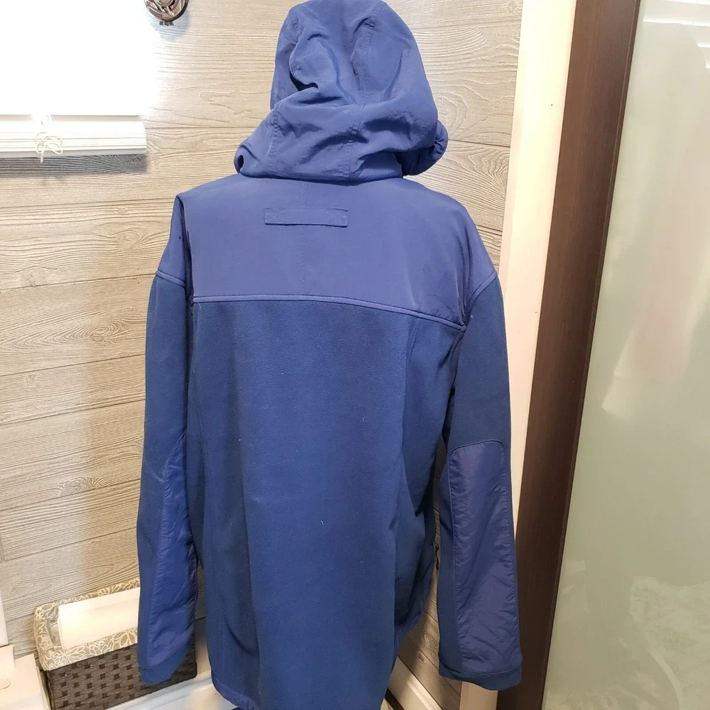 Duluth Trading Co Blue Full Zip Fleece Hoodie Reinforced Work Jacket Mens XL